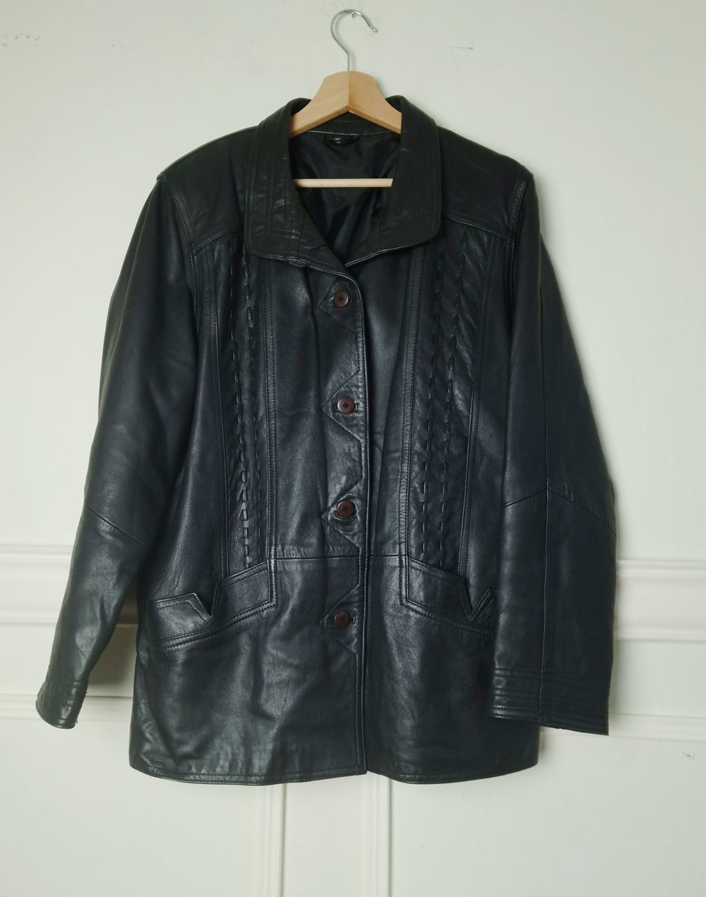90s leather jacket in black