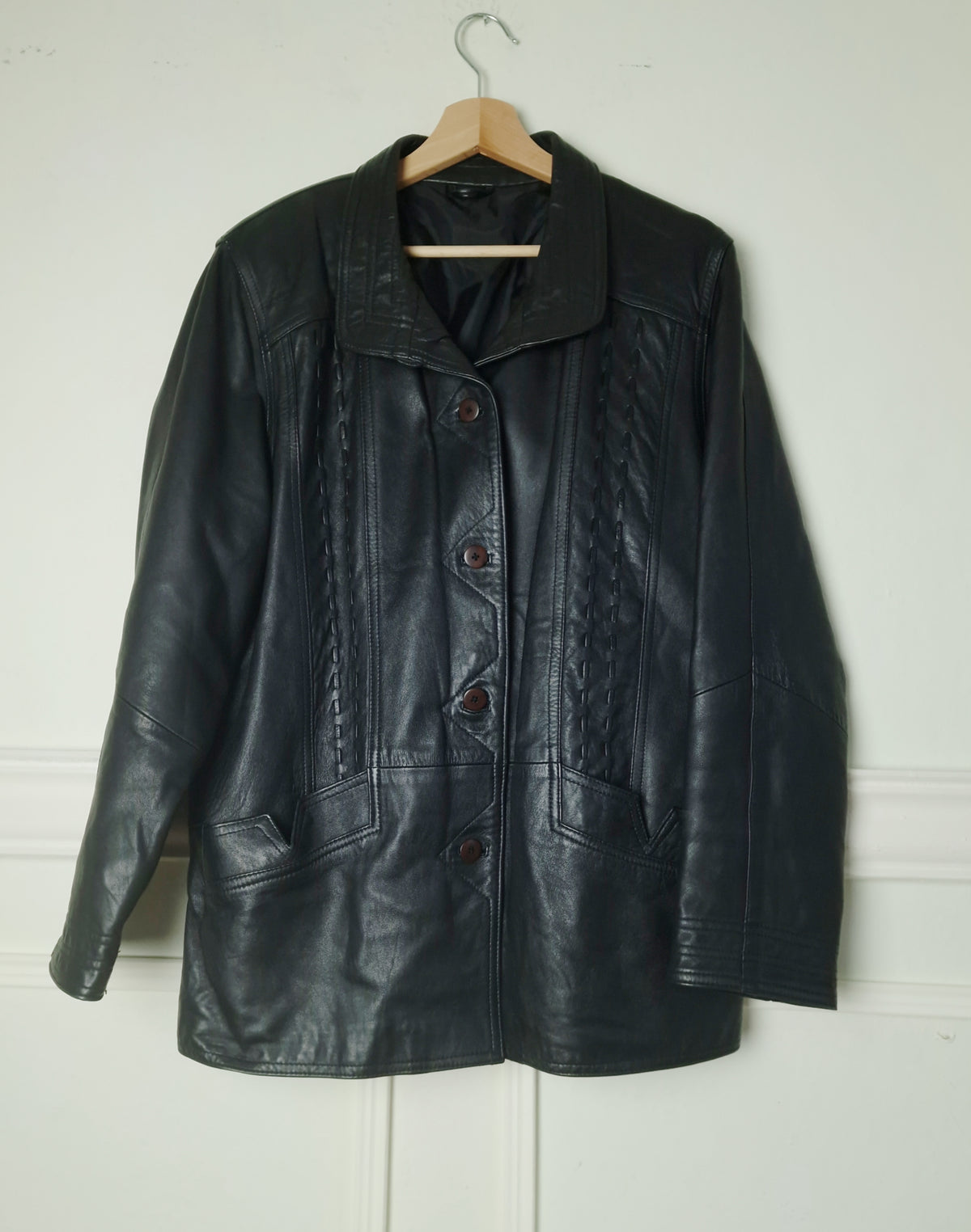 90s leather jacket in black