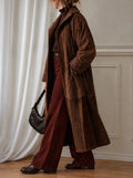 Long 80s patchwork leather coat