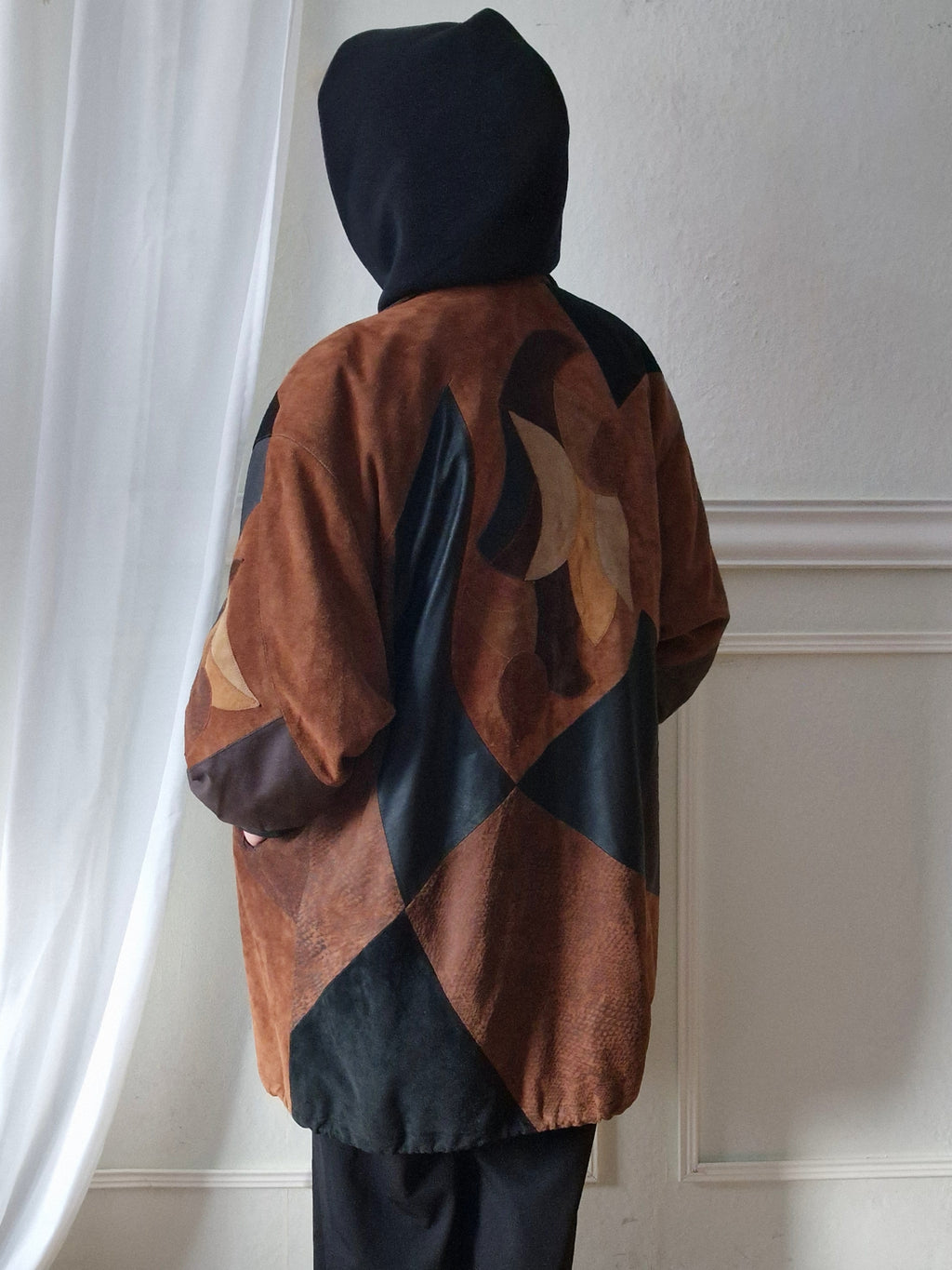 80er Jahre Patchwork Leder Mantel
