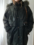 Vintage suede coat with real fur hood
