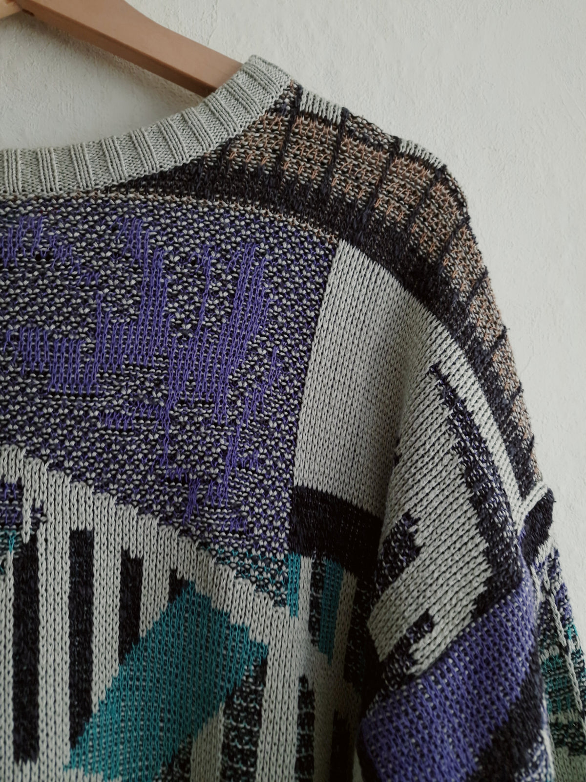Vintage knit sweater with geometric pattern