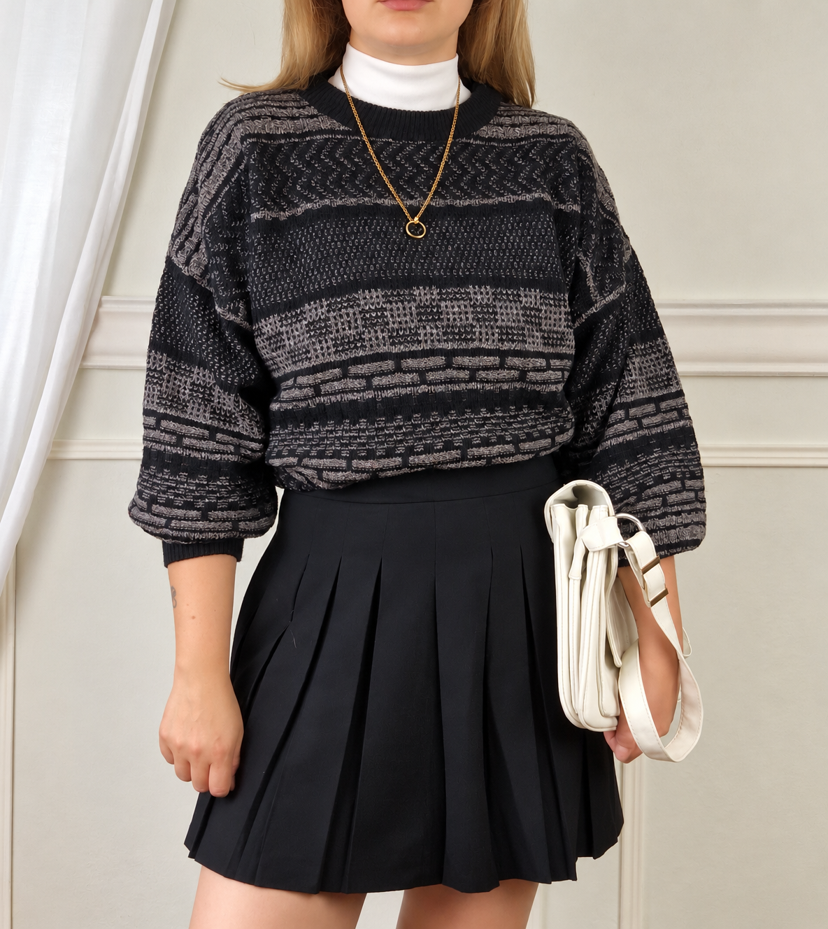 Vintage Woll Pullover mit Strukturmuster