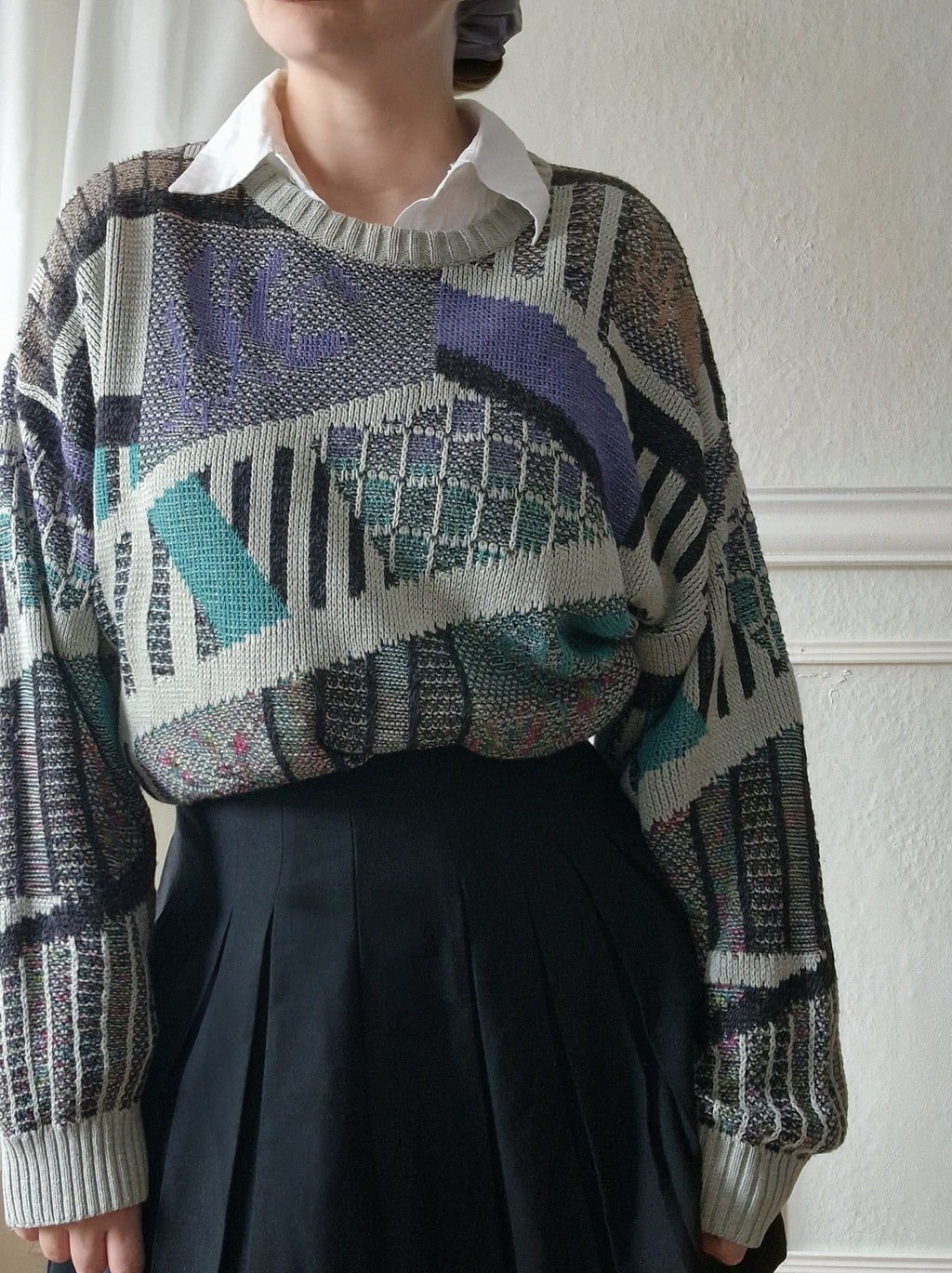 Vintage Strickpullover mit geometrischem Muster