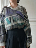 Vintage Strickpullover mit geometrischem Muster