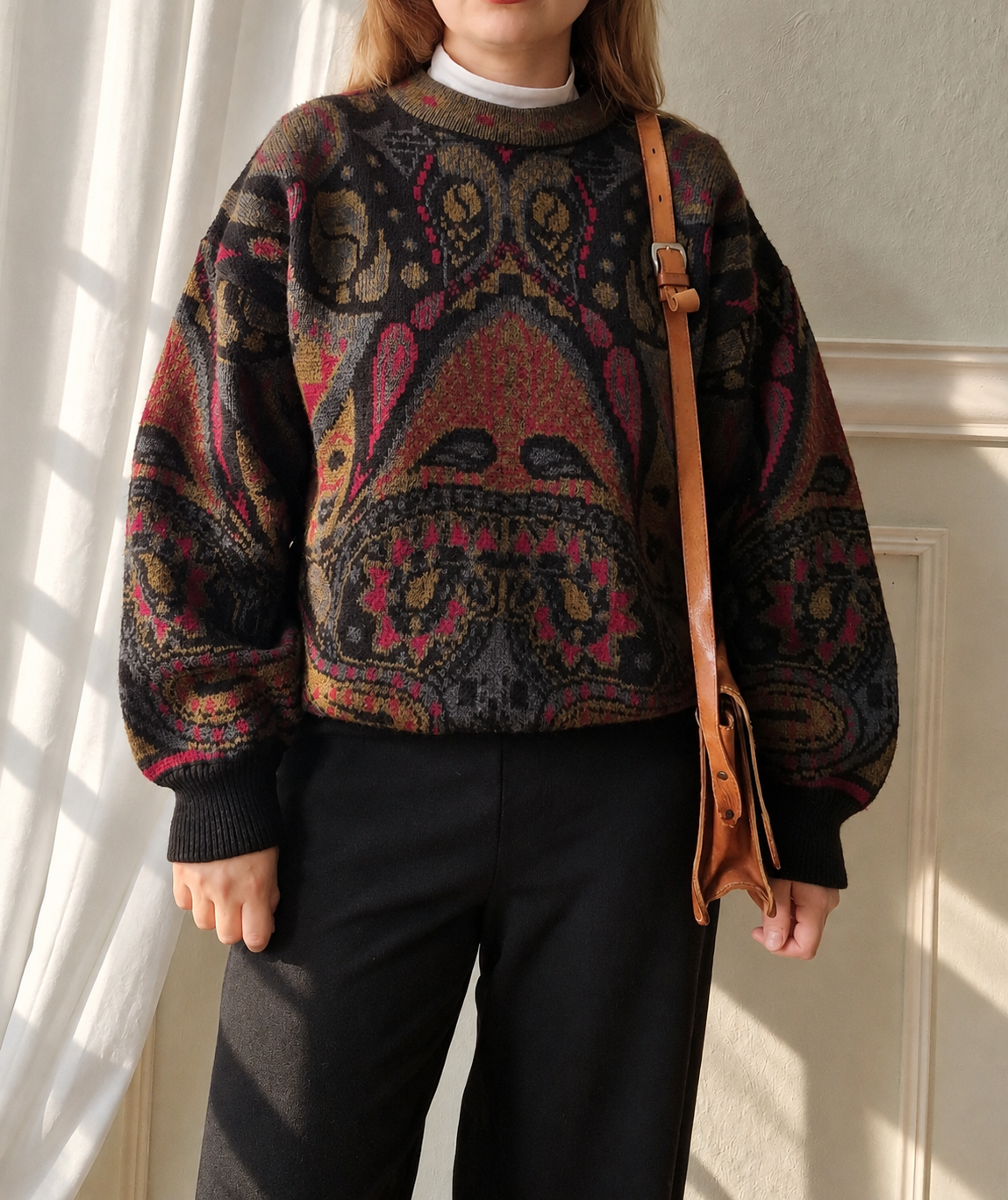 Vintage patterned knit sweater