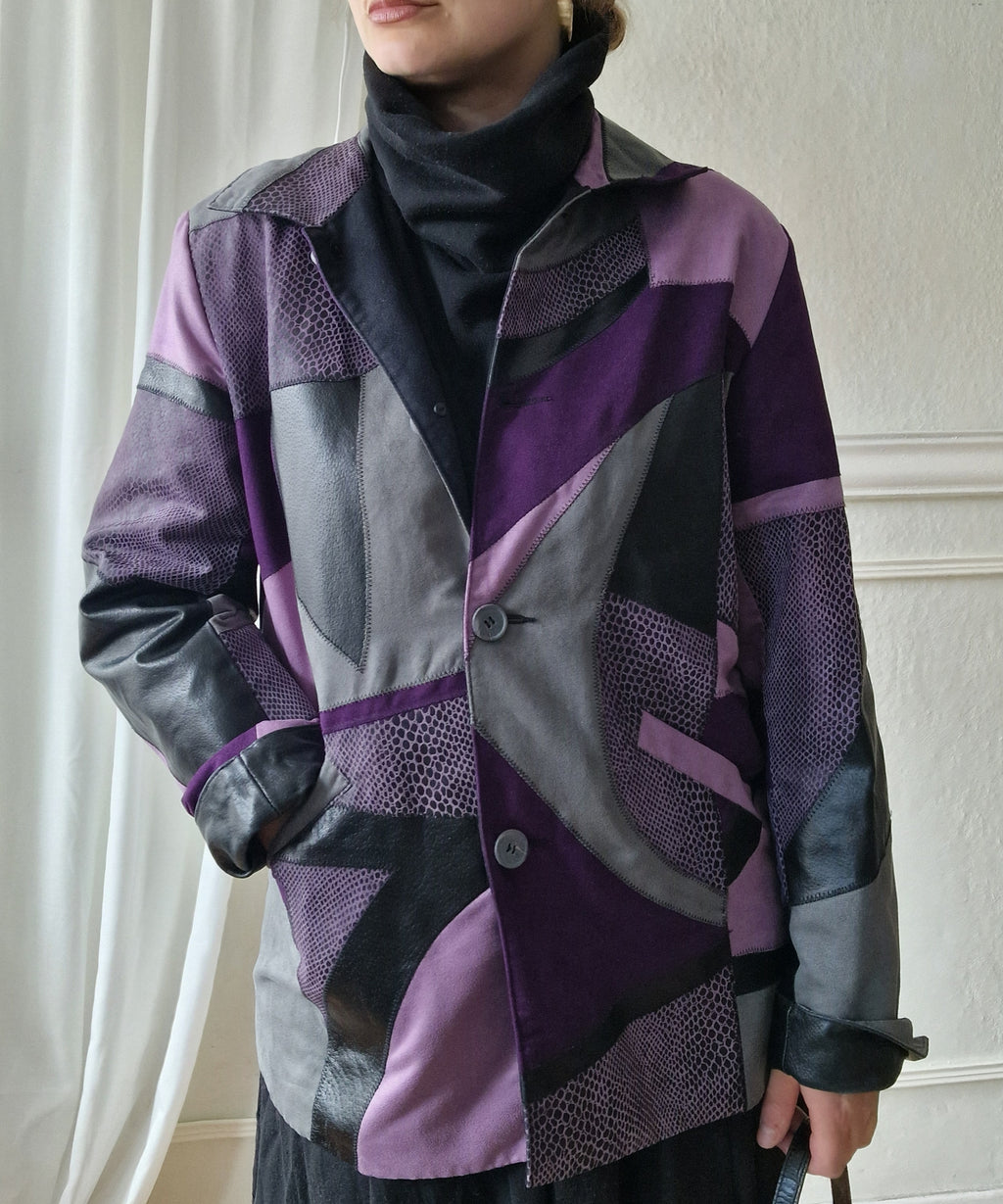 Vintage patchwork leather jacket