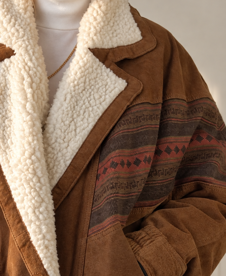 Vintage 80s Sherpa Leather Jacket