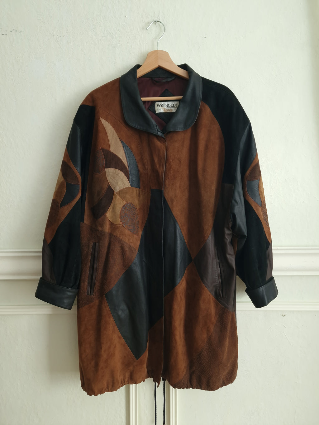 80er Jahre Patchwork Leder Mantel