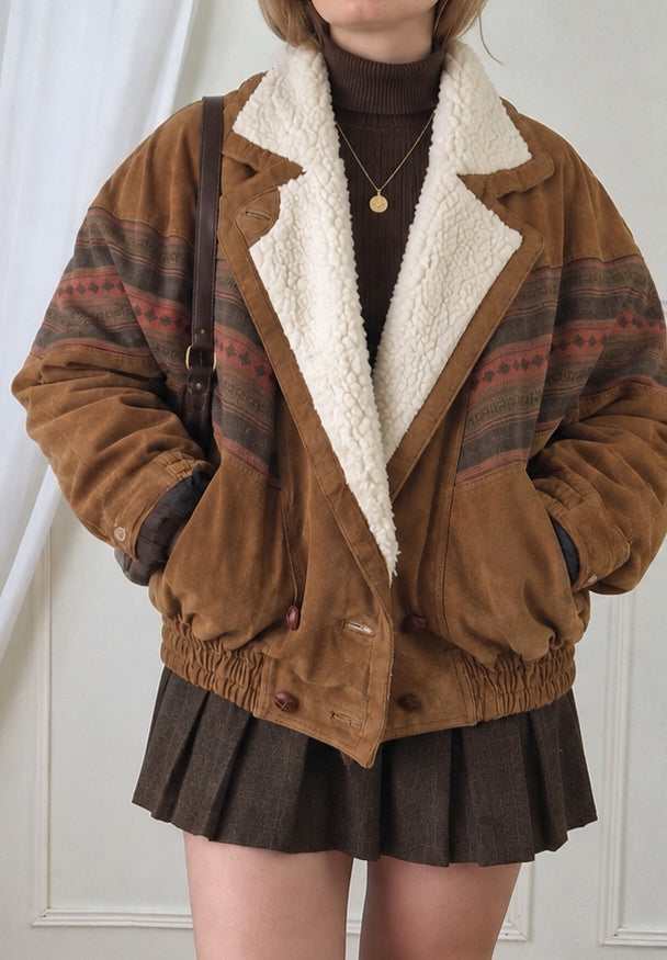 Vintage 80s Sherpa Leather Jacket