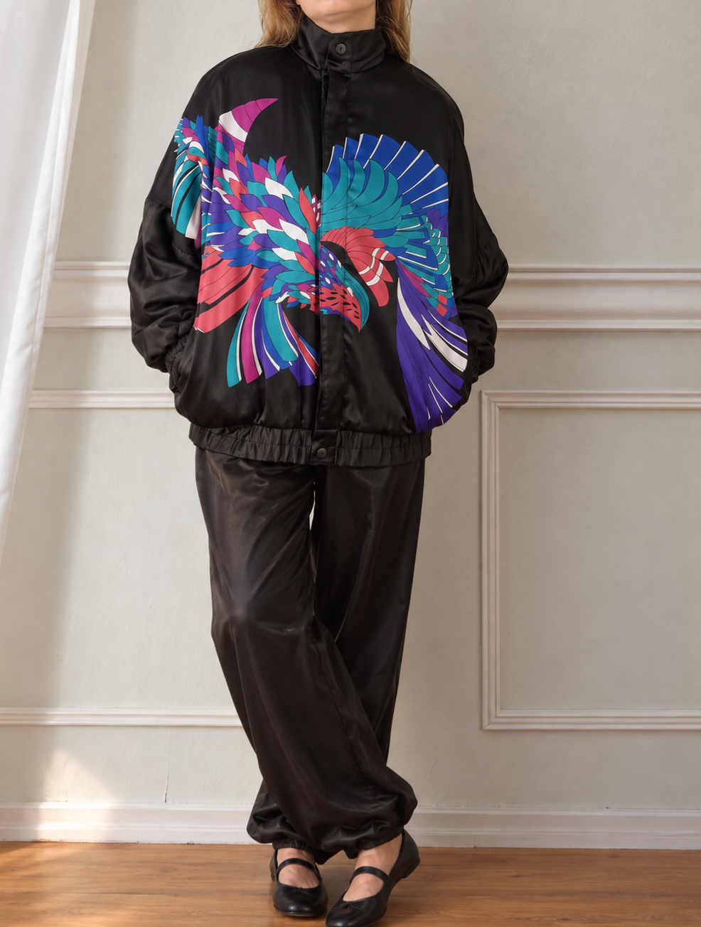 Vintage blouson with bird print