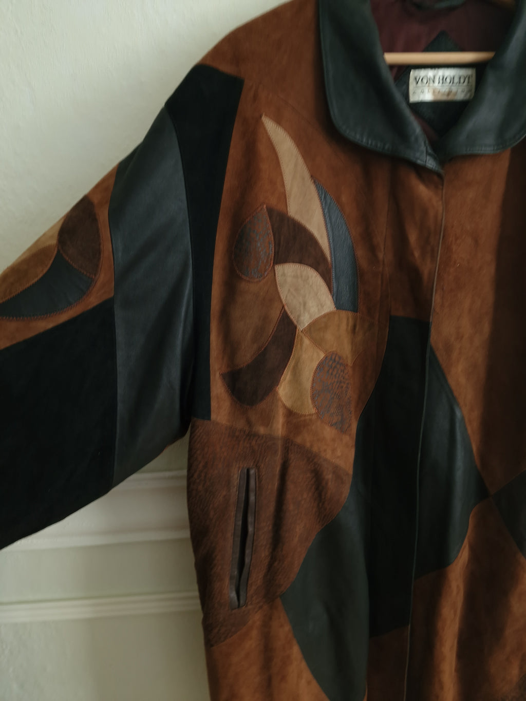 80er Jahre Patchwork Leder Mantel