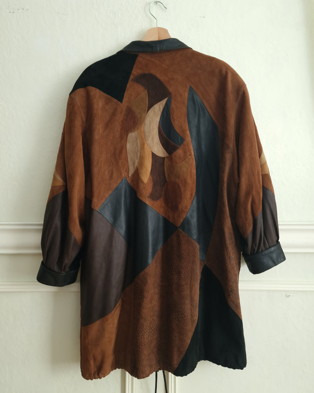 80er Jahre Patchwork Leder Mantel