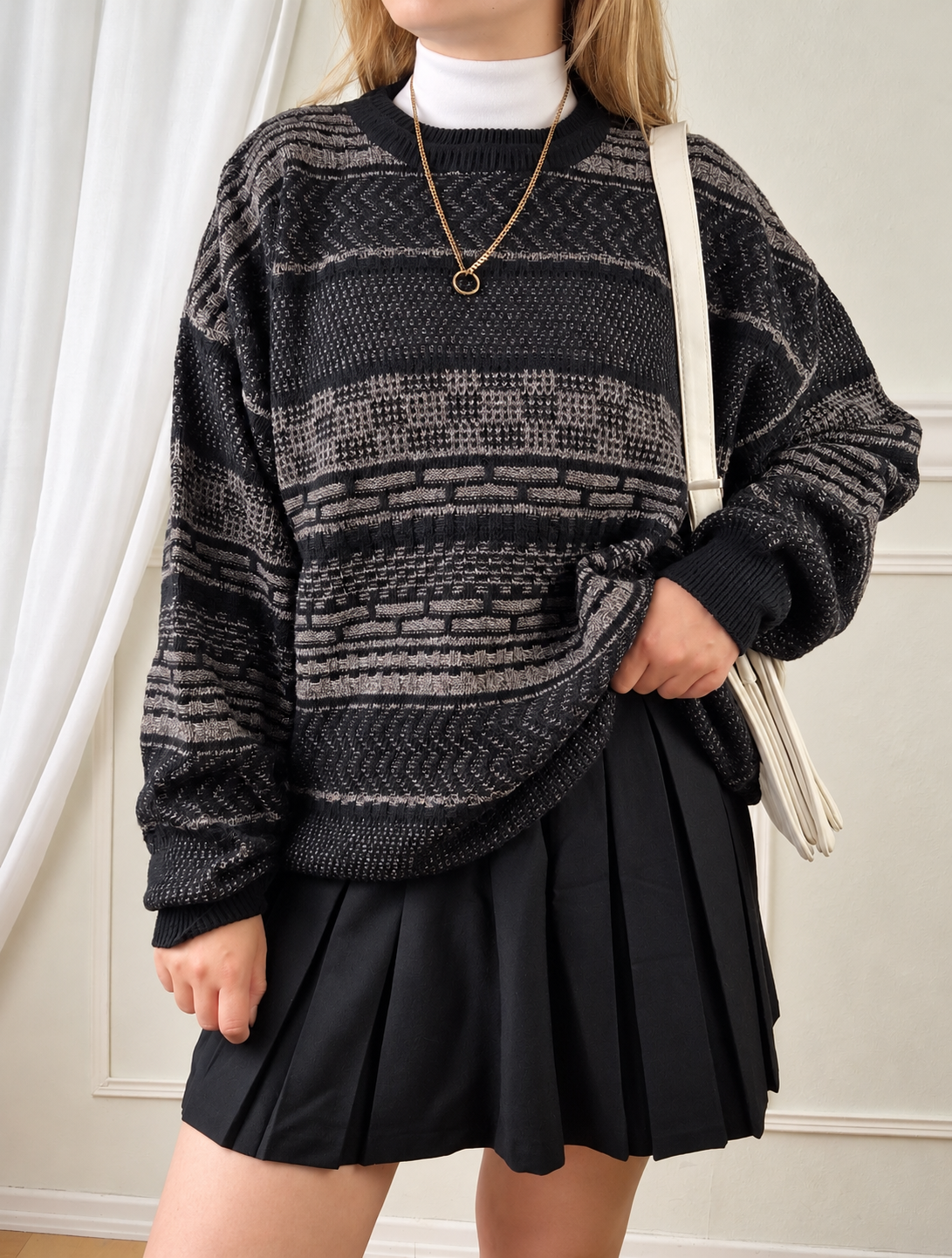 Vintage Woll Pullover mit Strukturmuster
