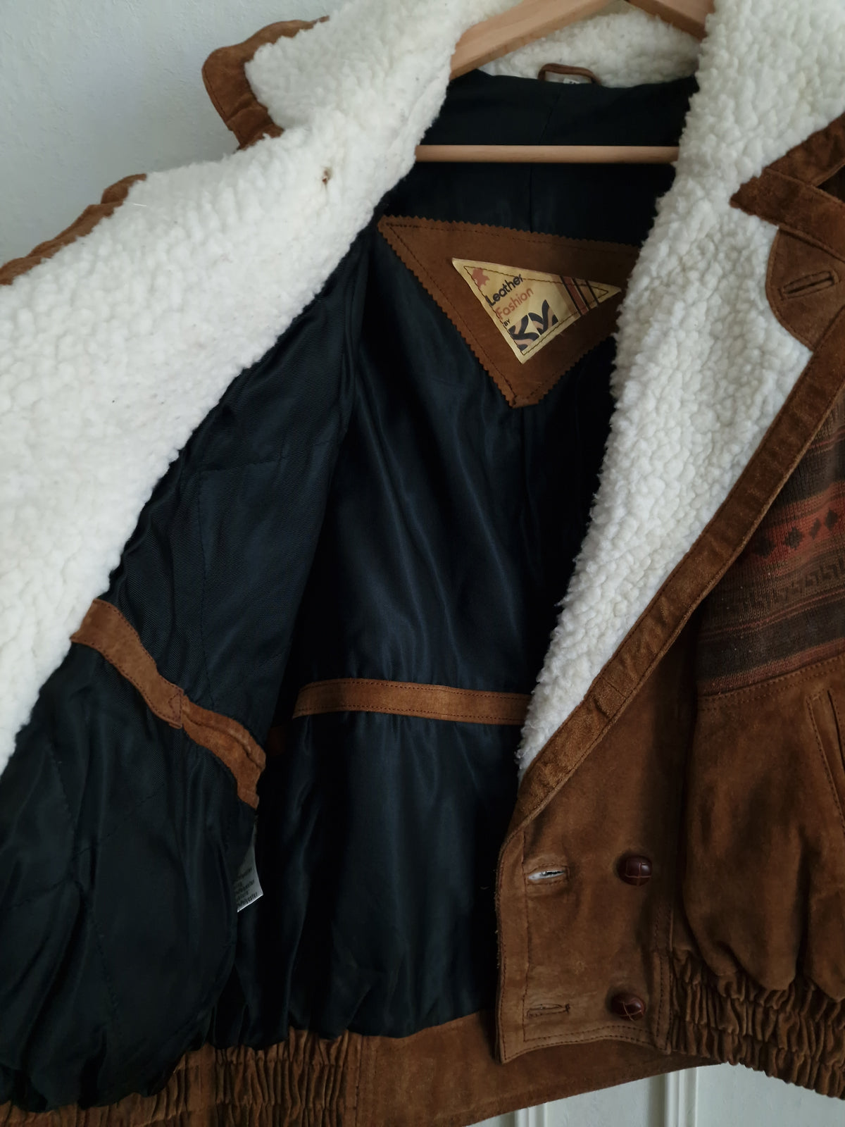 Vintage 80s Sherpa Leather Jacket
