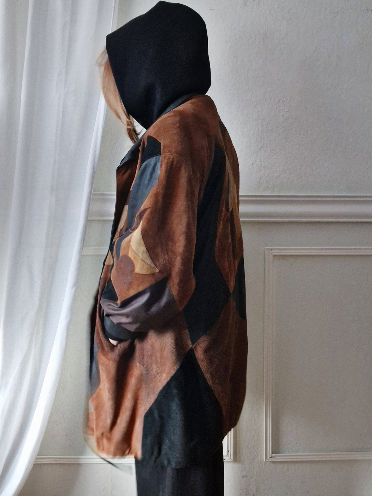 80er Jahre Patchwork Leder Mantel