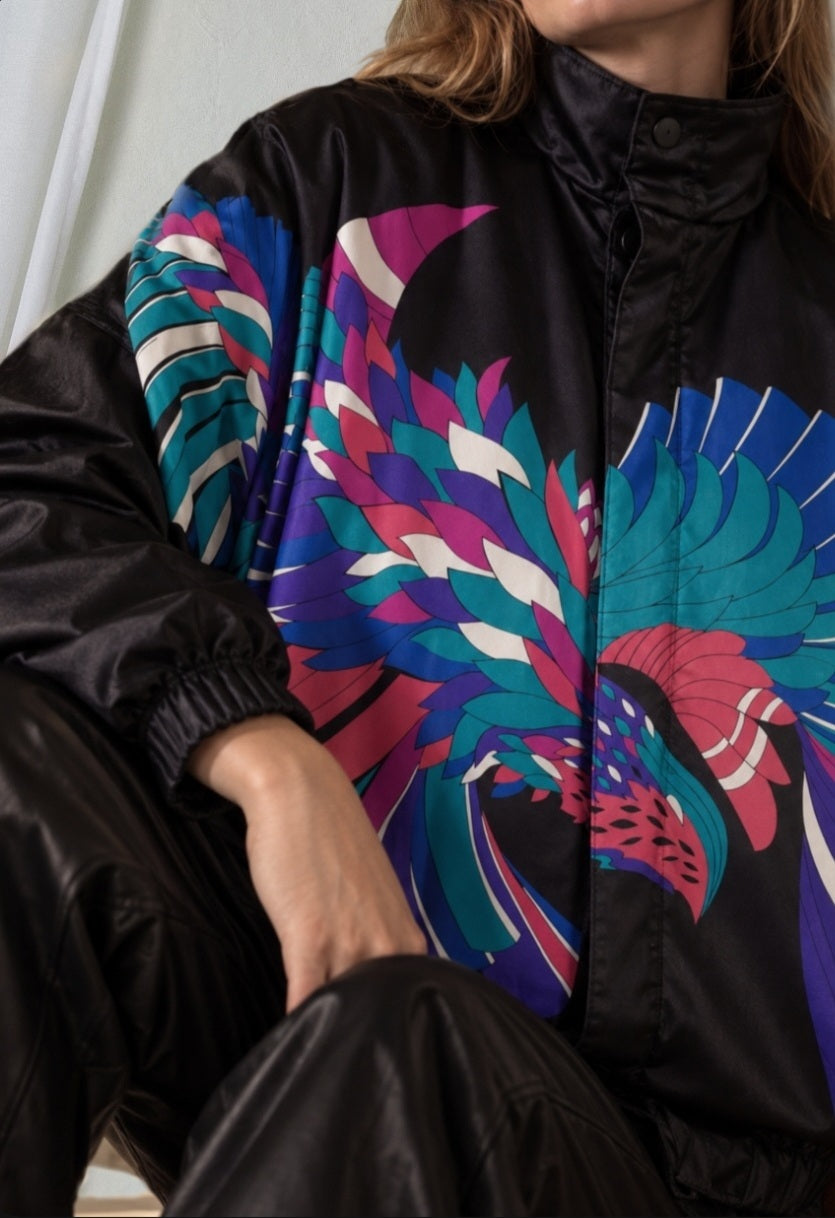 Vintage blouson with bird print