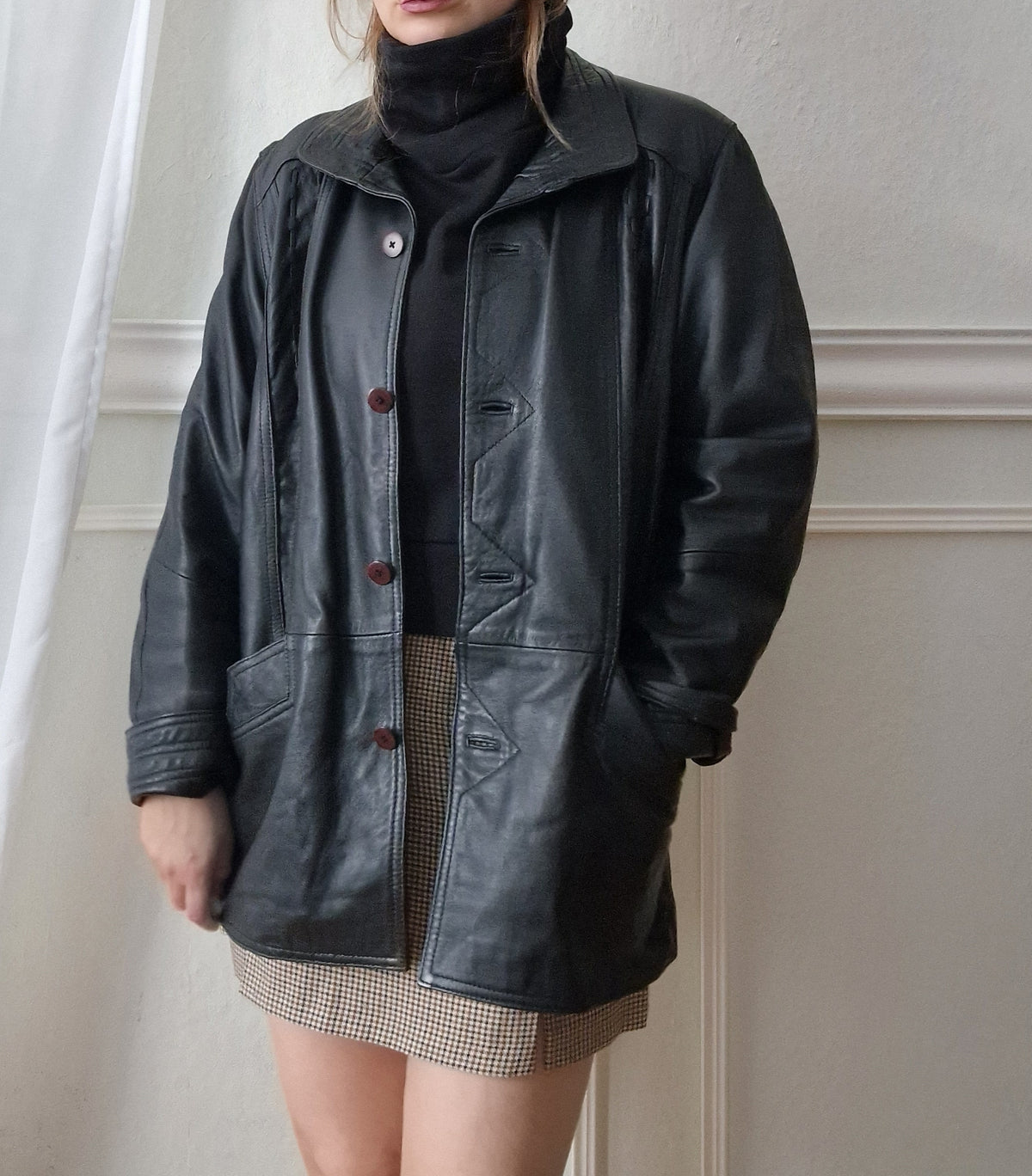 90s leather jacket in black