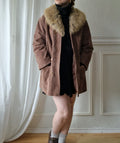 Vintage suede coat with fur collar